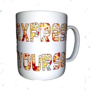 Express Yourself  OVERSIZED Mug Bowl Colorful Floral Graphic Affirmation